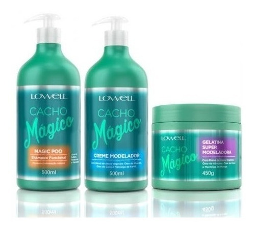 Kit  Cacho Mágico Shampoo + Gelatina + Creme Modelador  Lowell