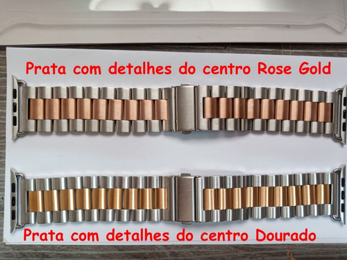 Pulseira Aço Inox Para Relógio Apple Watch 38, 40, 42, 44mm