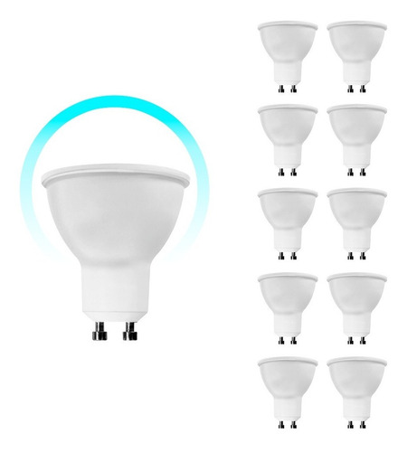 Lámpara De Acento Icon Led Gu10 Luz Fría 7w Pack 10 Piezas Color De La Luz Blanco Frío