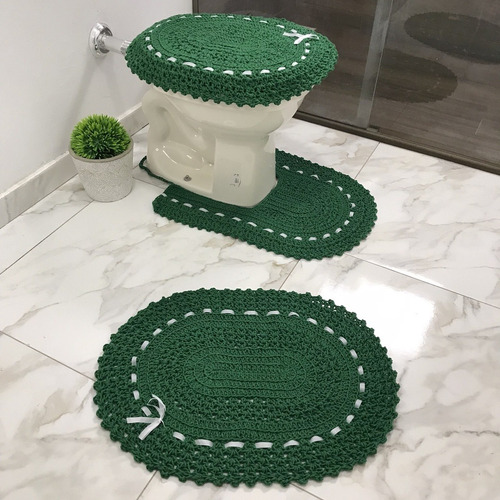 Tapete De Croche Para Banheiro Jogo 3pç Fita Promoção Moda