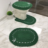 Jogo Tapete De Banheiro 3 Peças Crochê Artesanal Decoração
