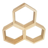 Repisas Hexagonales  Flotante De Madera Grande Set 3pzs S/l