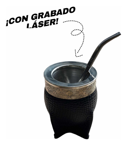 Mate Imperial Croco Deluxe + Grabado + Bombilla Picoloro