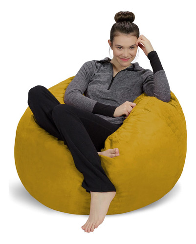 Sillón Puff Espuma Viscoelástica 3 Pies Color Amarillo