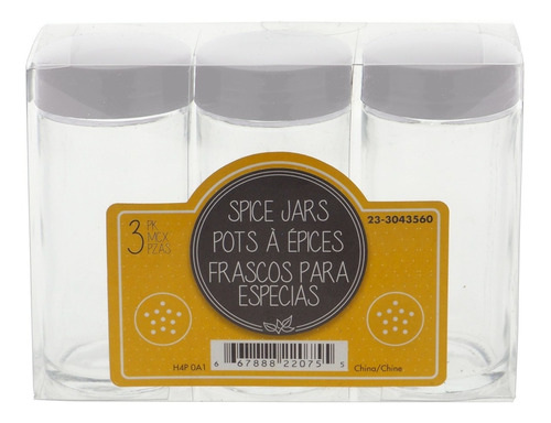 Tarros Frascos Vidrio Especias Condimenteros Pimienta Sal X3