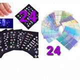 Set Plantillas De Uñas + Set Stickers Fluorescente De Uñas