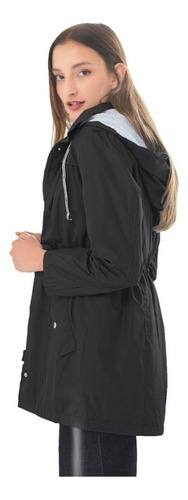 Chaqueta Impermeable Con Capucha Rompevientos Largo De D [u]