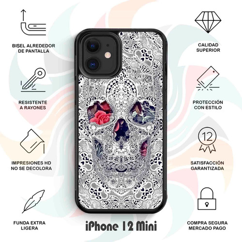 Funda Protectora Para iPhone Calavera Mantel Tpu Case 