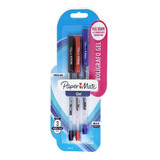 Boligrafo Gel St Papermate Fino Tarjeta/3pza Negro Azul Rojo