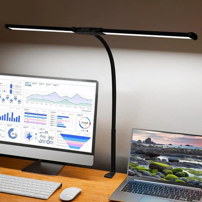 Lampara Doble De Escritorio Led, Lampara De Mesa Con 3 Modos De Color Y 10 Ajustes De Brillo, Lampara Led Escritorio De Brazo Flexible Ajustable 360° Para Estudio, Lectura, Hogar Y Oficina | Meses sin interés