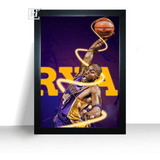 Quadro Decorativo Jogador Kobe Bryant Moldurado 44x32