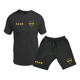 Conjunto Remera Y Short Corto Bermuda De Boca Juniors 01