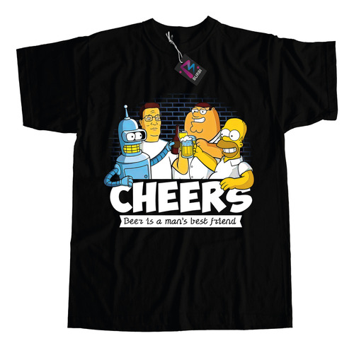 Remera De Algodon Simpsons Futurama Padre Familia Cheers Dtf