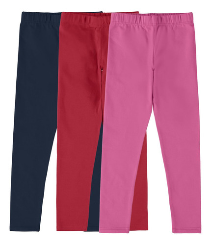 Kit 3 Calças Legging Infantil Menina Cotton Malwee