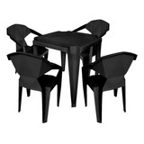 Conjunto Mesa Com 4 Cadeiras Monobloco Futurista Preto C/nf