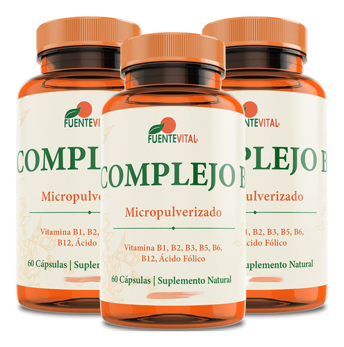 3x Complejo Vitamina Complex B5 B3 B6 B1 B2 B12 180 Cap Sabor Neutro