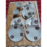 6 Pocillos Y 6platos Cafe Porcelana China Vintage Filete Oro