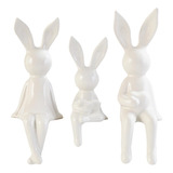 3 Uds Estatuas De La Familia De Conejos Figuritas Figuras De