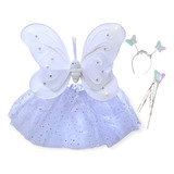 Fantasia Fada Infantil Asa Saia Tiara Princesa Led Pisca 