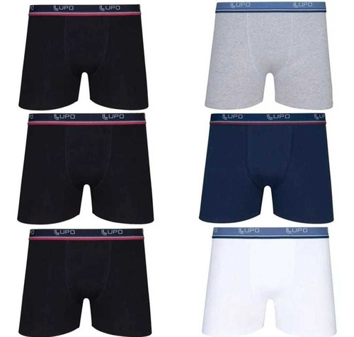 Kit 6 Cuecas Boxer Box Lupo Masculina Algodão 