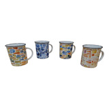 Set X 4 Taza Ceramica Diseño Ladrillos Mug 350 Ml Oferta