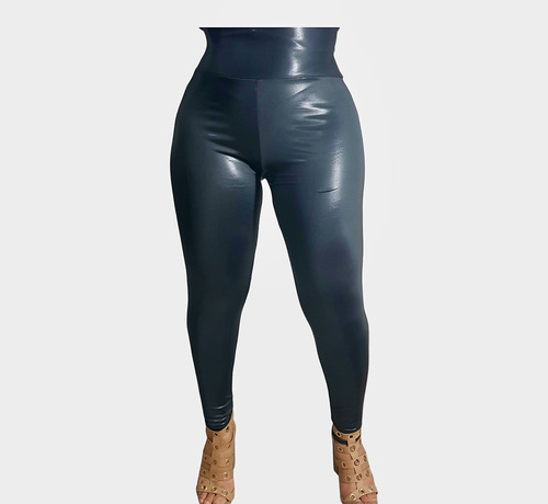 Calça Legging Suplex Cirre Couro Fake Plus Size Do 46 Ao 50