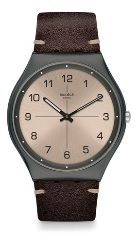 Reloj Swatch Hombre Essentials Time To Trovalize Ss07m100 Color De La Malla Marrón Color Del Bisel Plateado Color Del Fondo Gris