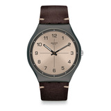 Reloj Swatch Hombre Essentials Time To Trovalize Ss07m100 Color De La Malla Marrón Color Del Bisel Plateado Color Del Fondo Gris
