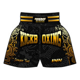 Short Kickboxing Calção Tailandês Dragon Thai Dourado