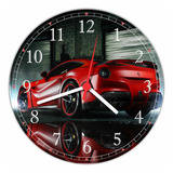 Relógio De Parede Carros Ferrari Vermelha Decorar