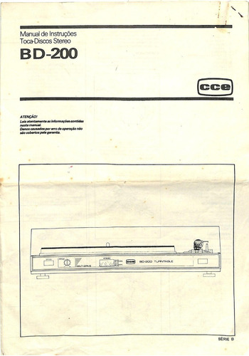 Manual De Instruções Toca Disco Stereo Cce Bd -200