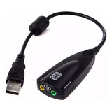 Adaptador De Áudio Usb 2.0 Externo Placa De Som 7.1 Cor Preto