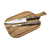 Juego Kit Asado C/tabla Polywood 3pzs Tramontina Madera