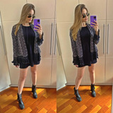 Kimono Reto Blusa Feminina Inverno Manga Longa Aberto