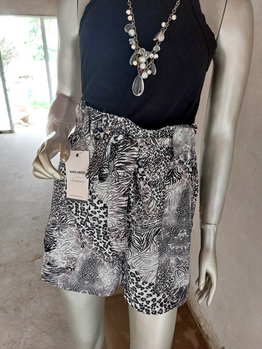 Short Animal Print Negro