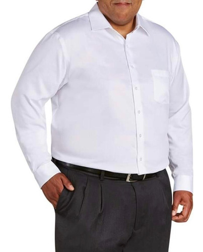 Camisa Social Plus Size Manga Longa Não Amassa Passa Fácil