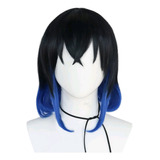 Peluca Negro Con Azul Inosuke Demon Slayer Cosplay