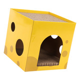 Casa De Cartón Para Rascar Con Forma De Queso Cat Scratcher