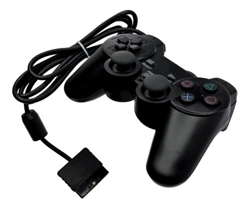 Controle Para Playstation 2 Com Fio E Analógico  Cor Preto