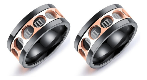 2 Anillos Acero Titanio Inoxidable  Hombre Numeros Romanos 