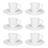 6 Xícaras De Cafe 75ml Com Pires Genova Oxford Porcelanas