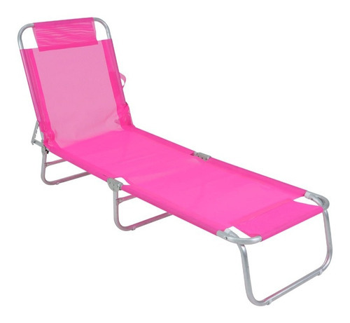 Cadeira Espreguiçadeira Textilene Em Alumínio Bel Cor Rosa