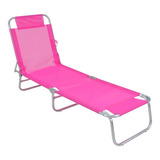 Cadeira Espreguiçadeira Textilene Em Alumínio Bel Cor Rosa