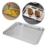 Bandeja Aço Inox Retangular Rasa 32 X 22 - Ke Home