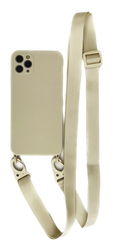 Capinha Capa Para iPhone 13 Pro Creme Alça Cordão