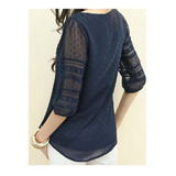 Blusa Hermosa Talla Grande Azul Super Delicada