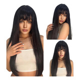 Peruca Fibra Orgânica Premium Wig Lisa Com Franja 70cm