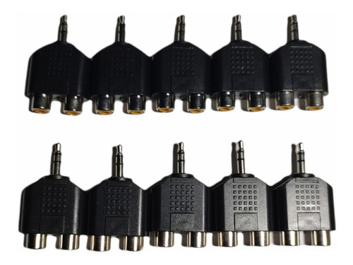 Pack 10 De Adaptador De 2 Jacks Rca A Plug 3,5 Mm Estereo