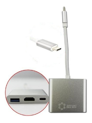 Cabo Conversor Lotus De Tipo-c Para Usb3.0/hdmi/tipo-c Lt165