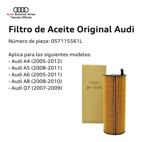 Filtro De Aceite Audi A6 2005 Al 2011 Foto 2